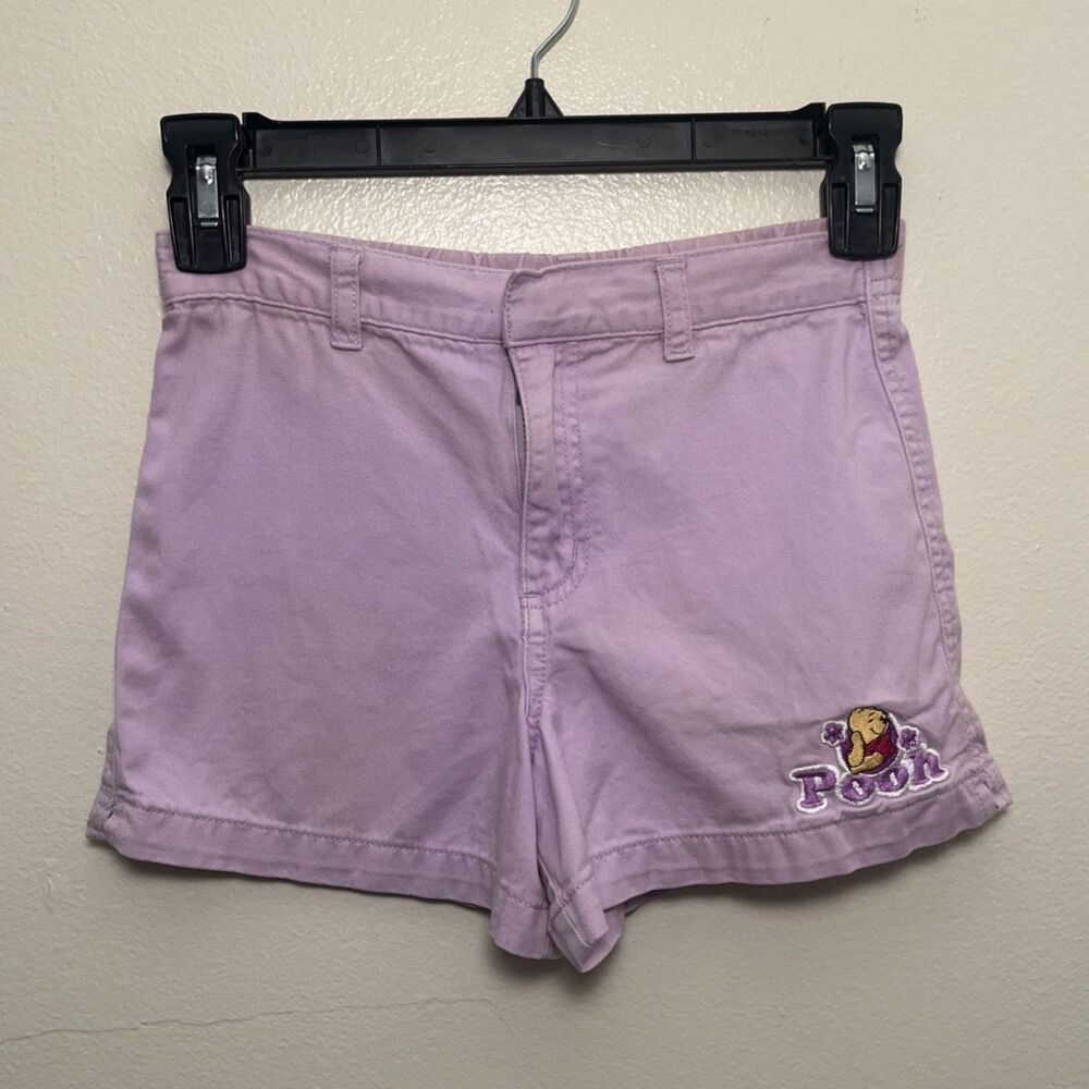 WINNIE THE POOH Vintage Disney Store Embroidered Cotton Shorts, Lavender- Sz 5/6